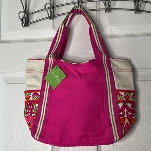 NWT Vera Bradley Floral Small Colorblock Canvas Tote Bag Lilli Bell